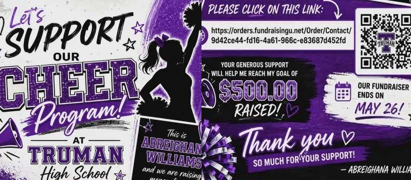 Support Abreighana Williams and the Truman High School Cheer Program