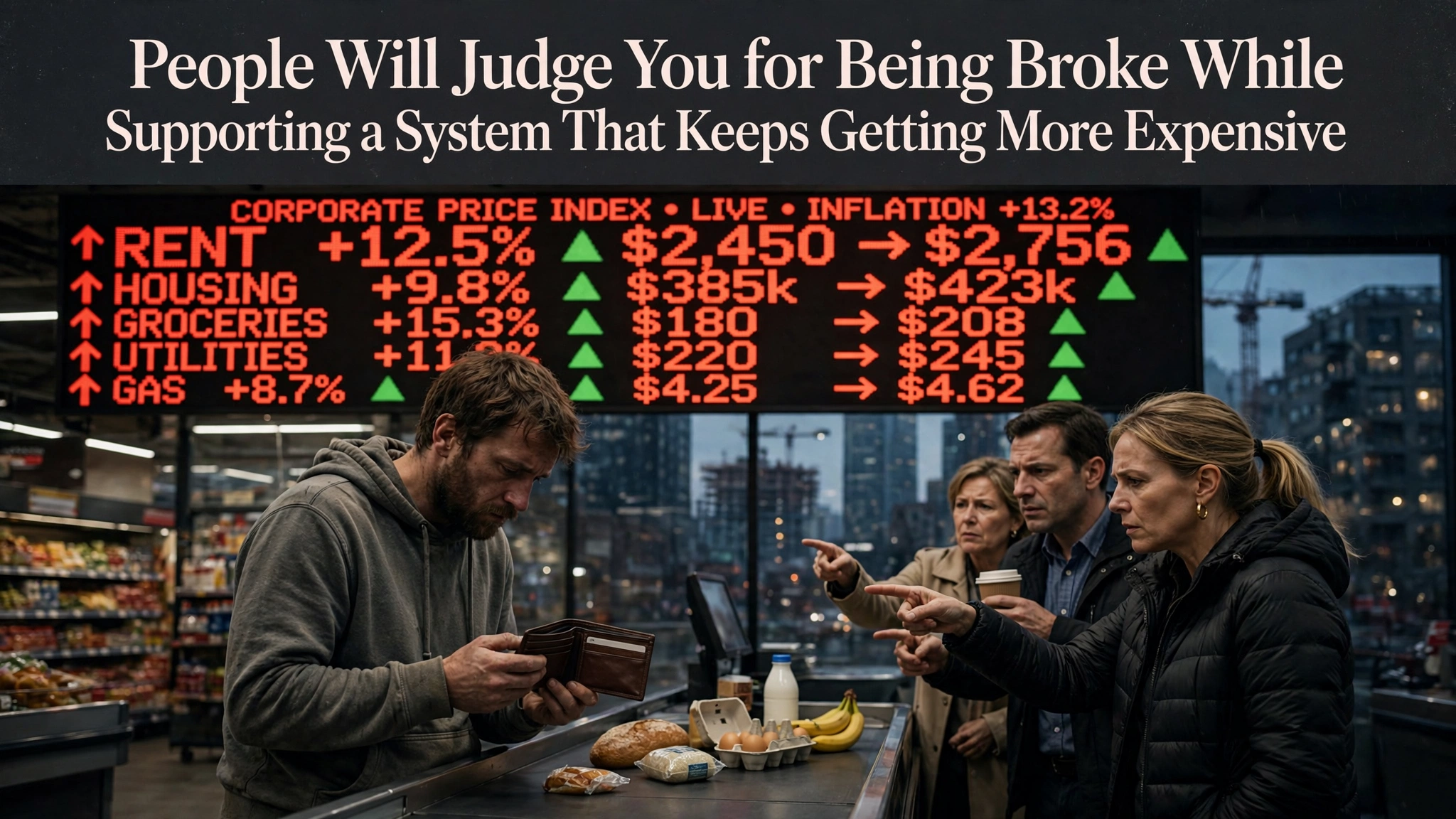 People Will Judge You for Being Broke While Supporting a System That Keeps Getting More Expensive